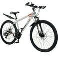 thumbnail image 2 of 27.5 Inch Mountain Bike for Adult, 27-Speed Dual Suspension High-Carbon Steel MTB Bicycle, Dual Disc Brake Bikes for Men Women, Silver, 2 of 11