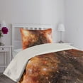 thumbnail image 2 of Ambesonne Nebula Quilted Coverlet 2 Pcs, Gas Cloud in Deep Space, Twin Size, Burnt Orange Black, 2 of 4