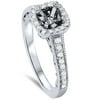 Pompeii3 1/3ct Cushion Halo Diamond Vintage Engagement Ring Setting 14K White Gold