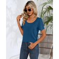 thumbnail image 3 of 2 Pcs Womens T Shirt Tops with Scoop Neck Basic Casual Tee Women Basic Layer Shirts, 3 of 5