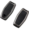 thumbnail image 3 of Key Fob Cover Compatible with Mitsubishi Outlander PHEV Pajero Sport L200 Delica Mini eK Colt Leather 3 Button 2025-2026 Keychain Case Holder Protector,4 Button Black, 3 of 9