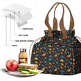 thumbnail image 4 of DarkBlue Dinosaurs Pattern Drawstring Lunch Bag Women - Drawstring Lunch Bag Insulated for Work Office - Stain-Resistant Large Lunchbags for Women with Multi-Pockets, 4 of 6