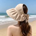 thumbnail image 3 of bestolf Summer Hat Wide Brim UV Protection Lightweight Vinyl Empty Top Sun Hat Face Shaping Sunshade Hat Sun Protection Headwear (Beige ), 3 of 8