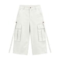 thumbnail image 5 of Kezqiaxn Cargo Capris for Women Summer High Waisted Loose Casual Cropped Wide Leg Pants with Pockets Women's Capri Pants, 5 of 6