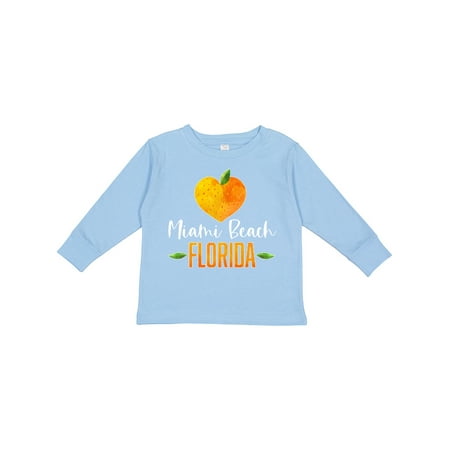 

Inktastic Miami Beach Florida Orange in Heart Boys or Girls Long Sleeve Toddler T-Shirt