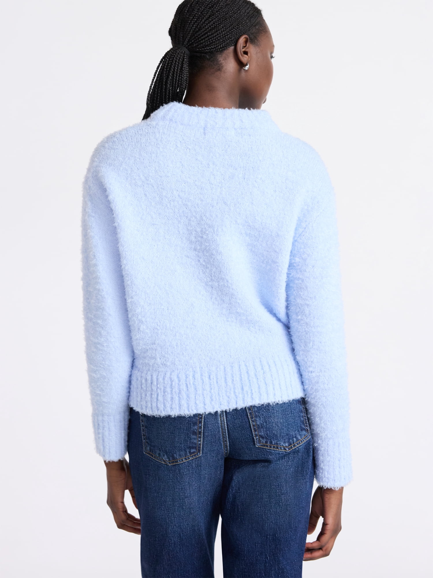 Free Assembly Women's Mock Neck Wedge Sweater with Long Sleeves, Sizes XS-XXL