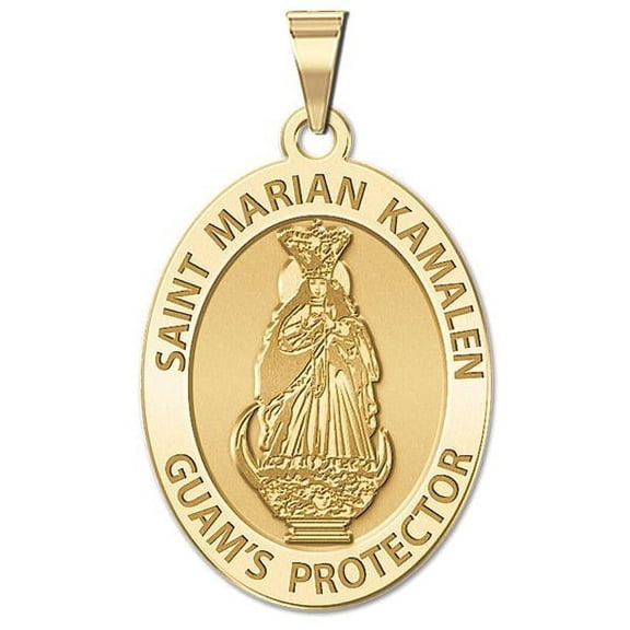 Saint Marian Kamalen Religious Medal  - 3/4 Inch X 1 Inch -Solid 14K Yellow Gold
