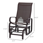 Outsunny Gliding Lounger Chair, Outdoor Swinging Chair with Smooth Rocking Arms and Lightweight Construction for Patio Backyard, Brown