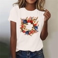 thumbnail image 5 of Mifsaly 4Th of July Independence Day T-Shirt Women Floral Wreath American Flag Patriotic Tees Crewneck Short Sleeve Cotton Top XXL, 5 of 7
