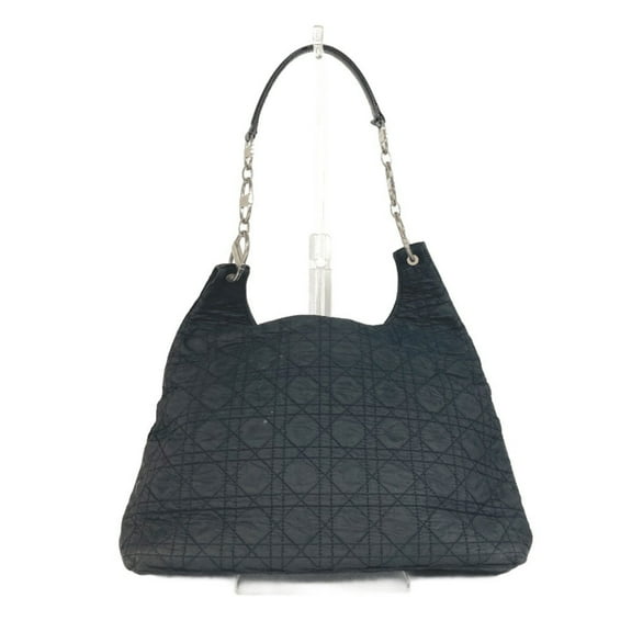 Pre-Owned Christian Dior Dior Cannage Logo Shoulder Bag Nylon Women's Black (Fair)