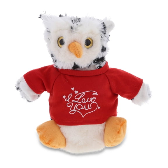 Dollibu I Love You Shirt White Owl Plush Hand Puppet - 11 inches