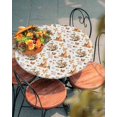 thumbnail image 4 of Fitted Round Tablecloths Table Covers 36-44in,Fall Thanksgiving Fox Squirrel Animal Waterproof Elastic Edged Table Cloth for Kitchen Dining Holiday Party Tables Decor,Seamless Maple Leaves on White, 4 of 6