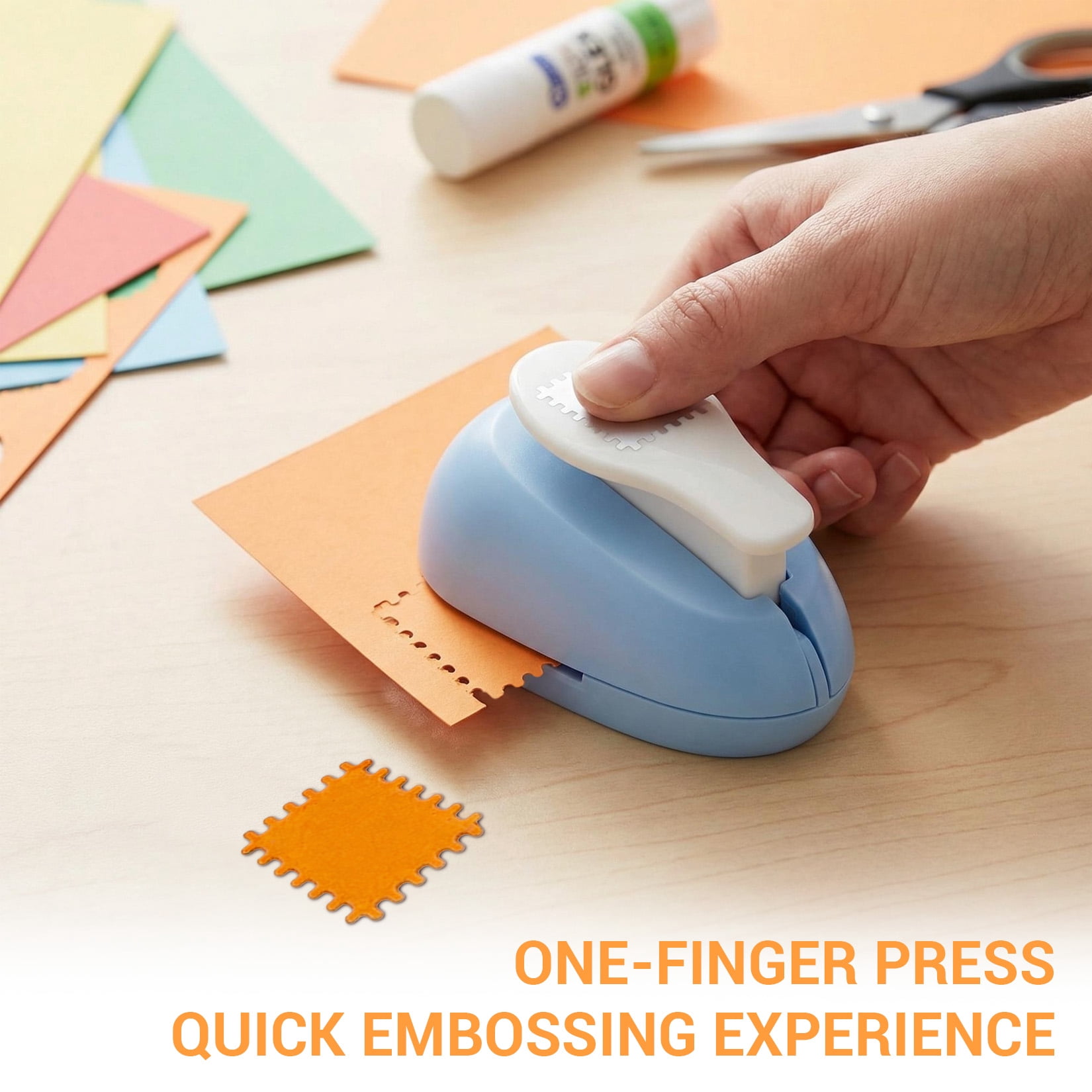 2-Piece Stamp Paper Punch Set, Lockable Craft Hole Puncher with Stainless Steel Blade for Scrapbooking, Cards & Gift Tags