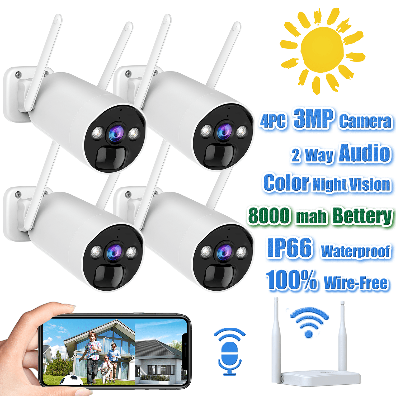 Details about   SmartSF 3MP 8CH Wireless CCTV Camera System Two-way Audio Outdoor Security kit 