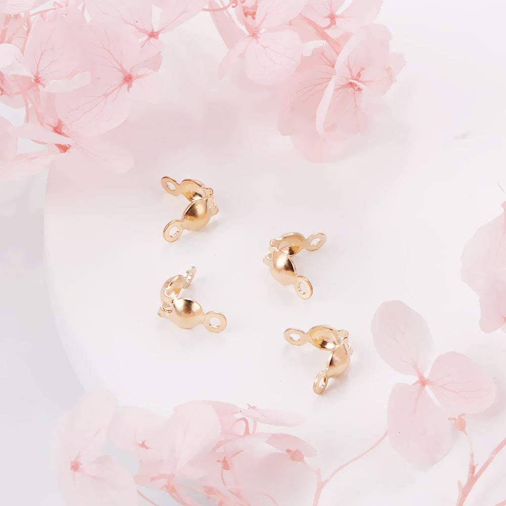 JK Findings Yellow Gold Filled Bead Tips Knot Covers Real 14K Gold Filled 5.5x3.5mm Hole: 1mm 10pcs/set