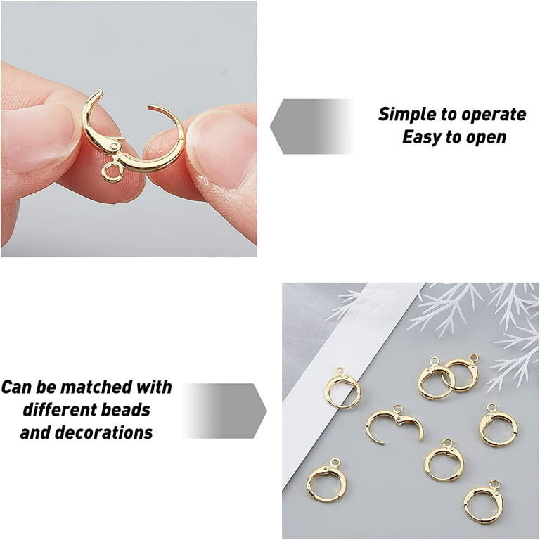 1 Box 50pcs Round Leverback Hooks 18K Real Gold Plated Lever Back Brass French Ear Wires Hoops with Open Loop Hypoallergenic for Man Women Styling