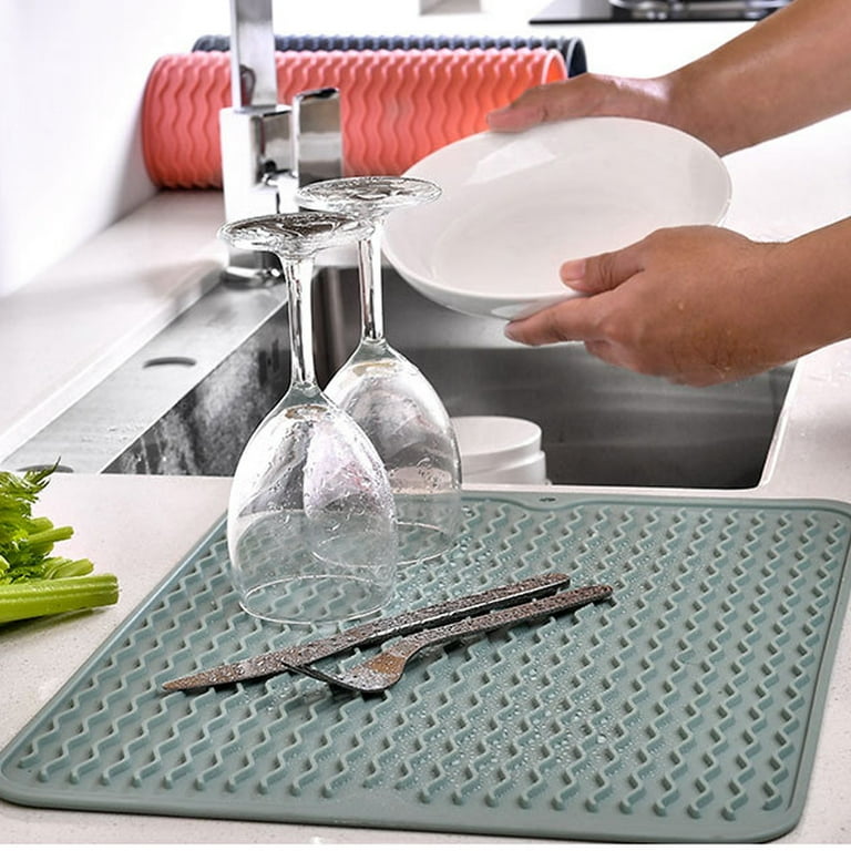 Drain Board,Dish Drying Mat Soft Flexible Rubber Heat Resistant Nonslip BPA  Free Eco Friendly Wide Application Dish Drying Pad[green] 