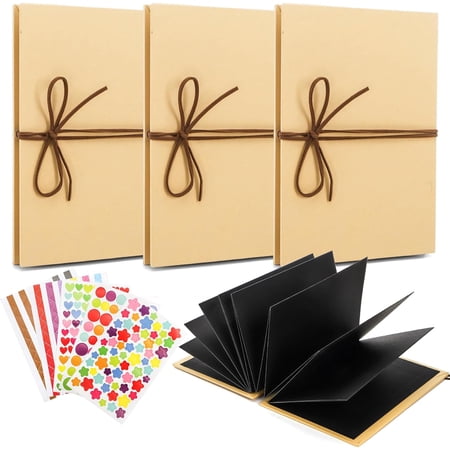 4 Pack 6 x 8 Inch Accordion Scrapbook Black Pages, Small Photo Albums with DIY Accessories, Stretchable Folding Hardcover Paper Memory Book for Anniversary, Christmas, Graduation