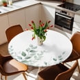 thumbnail image 2 of Watercolor Leaves Elastic Fitted Round Table Cover Green Waterproof Outdoor Tablecloth for Holiday Party, Picnic, Patio & Dining Fits Tables Up to 45"-54", 2 of 8