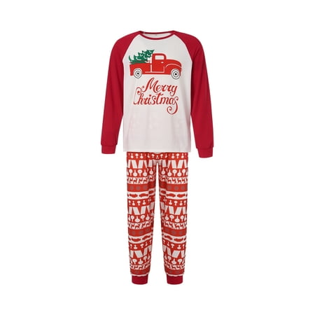 

Listenwind Christmas Family Matching Pajamas Parent-Child Outfit Letters Print Long-Sleeve Tops with Elves Elk Merry Christmas Pajamas Set