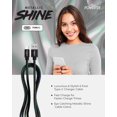 thumbnail image 6 of Liquipel Powertek Metallic Shine USB Type C Charger Cable, 6ft Fast Charging USB C Cord, Adapter for Car, Galaxy, Android, Note, MacBook, Nintendo, PlayStation, Chromebook, Pixel - Black, 6 of 7