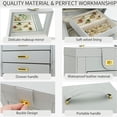 thumbnail image 2 of Functional 6-Tier Jewelry Box Organizer with 5 Drawers Leather Jewelry Storage Case for Women Girls Ring Necklace Earring Bracelet Holder Organizer with Mirror Grey, 2 of 7