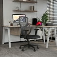 thumbnail image 4 of LeisureMod Office Chair Upholstered Cotton Ergonomic Computer Chair Mid-Back Mesh Task Chair Adjustable Lumbar Support Conference Chair with Swivel and Tilt Glen Series in Light Grey, 4 of 11