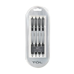 - TUL Gel Pens, Retractable, Fine Point, 0.5 mm, Silver Barrel, Black Ink, Pack Of 4