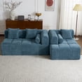 thumbnail image 4 of Dinosisco 101" Reversible Sectional Sofa, L-Shaped Modular Sponge Couch for Living Room, Blue Chenille, 4 of 10