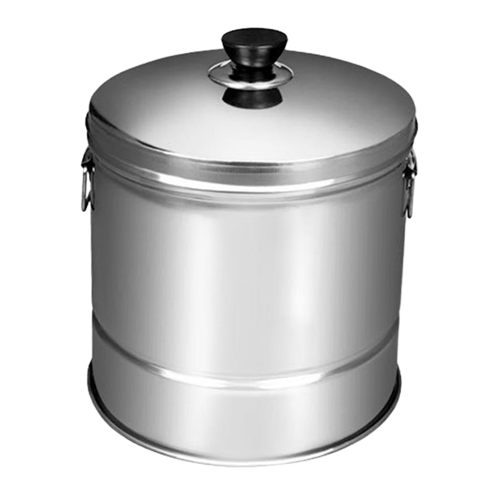 SunniMix Stainless Steel Rice Cooker Rice Cooking Pot with Inset Draining Basket, Large Rice Cooling Bowl Food Steamer Pot for Kitchen 25cmx21.5cm