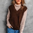 thumbnail image 2 of AOMPMSDX Women's Outerwear Vests Oversized Sweater Vest For Women V Neck Sleeveless Solid Color Loose Pullover Sweater S Coffee, 2 of 9