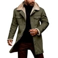 thumbnail image 4 of Men's Winter Lapel Cargo Military Trucker Work Long Fleece-Lined Cotton Jacket Coat Color:Army Green Size:S, 4 of 7