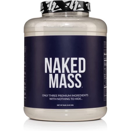 NAKED Mass - Natural Weight Gainer Protein Powder - 8 LB Bulk, GMO Free, Gluten Free & Soy Free. No Artificial Ingredients - 1,250 Calories per Serving