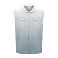 thumbnail image 4 of Blczomt Tank Top Men Sleeveless Button Down Shirt Tops Beach Vacation Gray Gradient Collared Tank Top, 4 of 5
