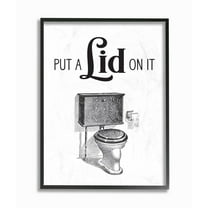 Stupell Industries Put A Lid On It Toilet Bathroom Word Design Framed Wall Art by Lettered and Lined