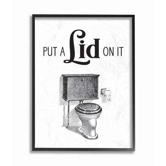 Stupell Industries Put A Lid On It Toilet Bathroom Word Design Framed Wall Art by Lettered and Lined