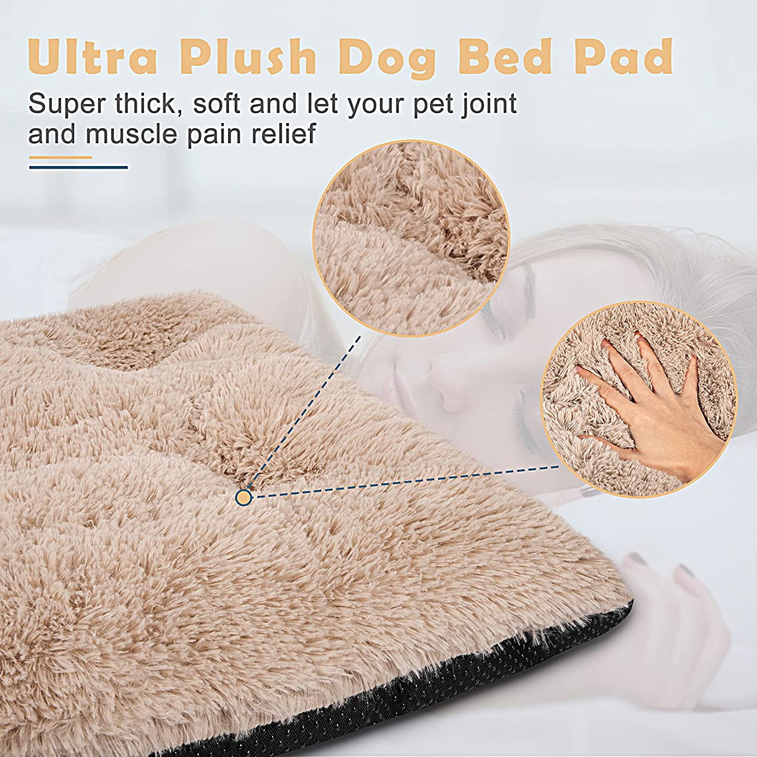 Iguohao Dog Bed Crate Pad Ultra Soft Calming Washable Anti Slip Mattress Kennel Crate Bed Pad Mat 24 30 36 42 Inch For Large Extra Large Medium Small