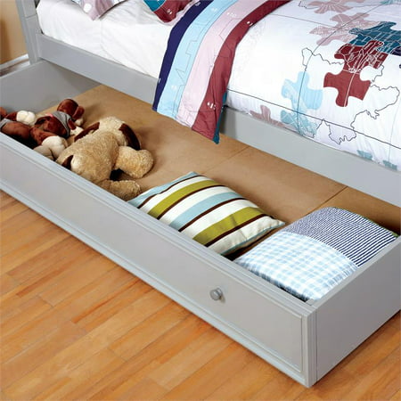 Gray Wood Panel Kids Twin Bed, Barchan Twin Bookcase Bed With Trundle