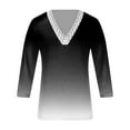 thumbnail image 4 of Pompotops T-shirt Imprimé Loose Mode Femme Manches 3/4 Chemisier Dentelle Col Rond Manches Décontractées, 4 of 5