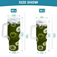 thumbnail image 3 of 30 oz Insulated Stainless Steel Tumbler Double Wall Stainless Steel Tumbler with 2-Way Drinking Green Dandelions Pattern, 3 of 9