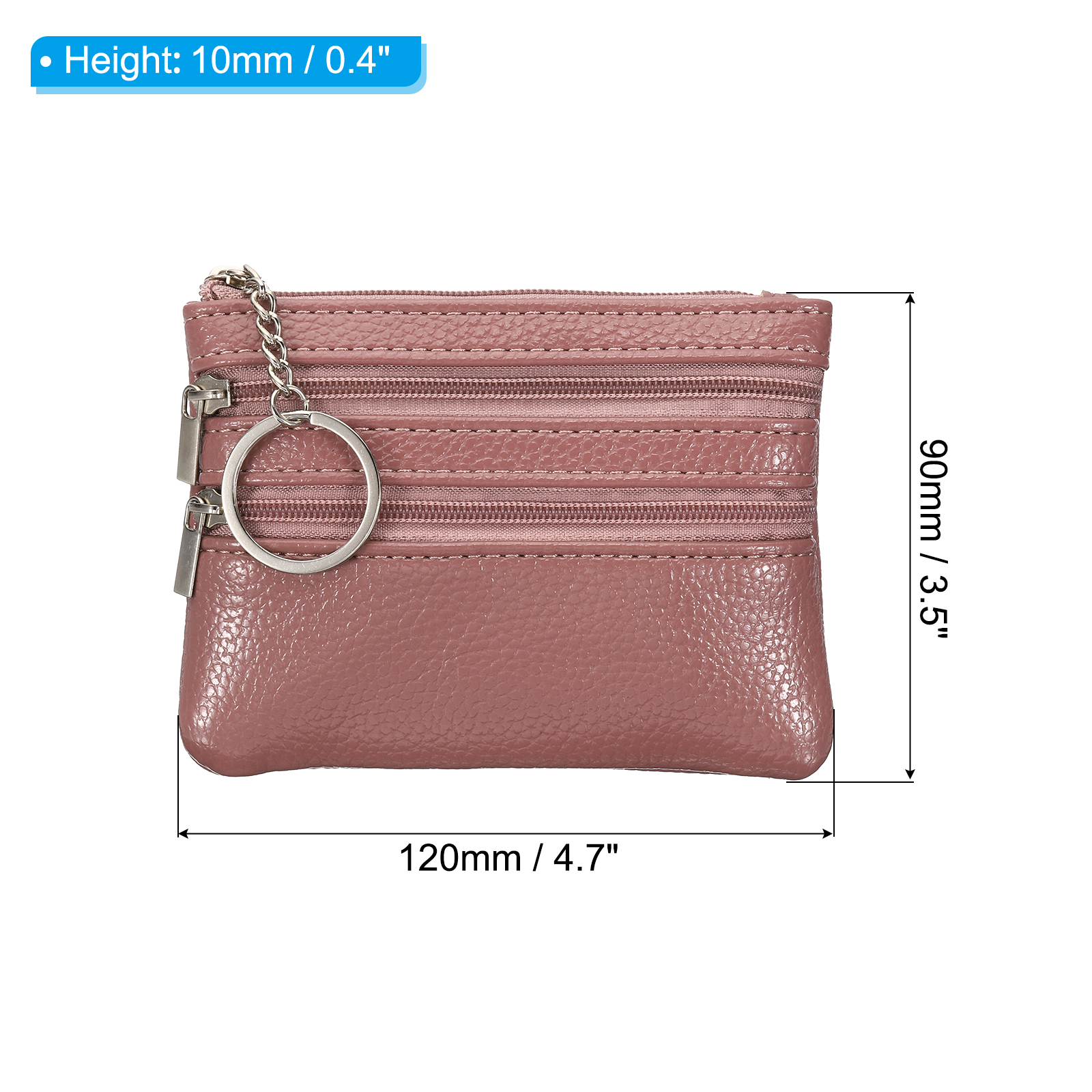 Unique Bargains Leather Change Purses Small Organizer Bags Dark Pink