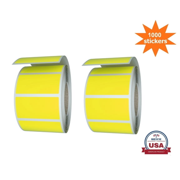 Royal Green Small Labels Yellow Stickers Rectangular Rolls (1.57 inch x 0.75 inch) 40mm x 19mm - 1000 Pack