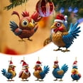 thumbnail image 4 of SLYNSHome Christmas Chicken Ornament,3.1 Inch Rooster with Santa Hat Sign Xmas Tree 2D Flat Acrylic Chicken Hanging Pendants for Car Rearview Mirror Backpacks Christmas Decoration, 4 of 6