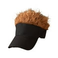thumbnail image 5 of Dualoai Men's Novelty Spiked Hair Visor with Fake Hair for Hiking Outdoor Activities Brown, 5 of 9