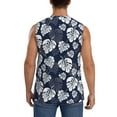 thumbnail image 4 of Bingfone White Leaves Pattern Men's Tank Tops Workout Sleeveless Tee Shirts Running Beach Tanks for Men-Large, 4 of 7