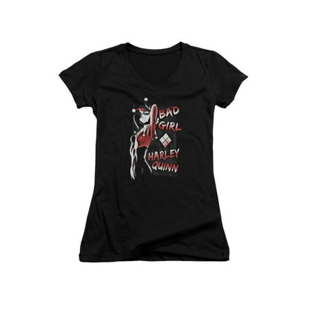 Batman Comic Book & Franchise Bad Girl Harley Quinn Juniors V-Neck T-Shirt