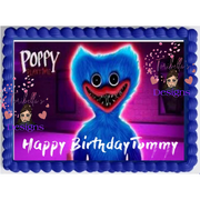 Huggy Poppy Blue Kids Monster Gamer Image Edible Birthday Cake Topper Frosting Sheet Edible Photo Paper Cake Decoration  For a 1/4 Sheet Cake 10" by 8"