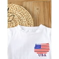 thumbnail image 4 of Bagilaanoe 4th of July Clothes for Toddler Baby Boys Short Sleeve Letter Print T-shirt Tops + Shorts 6M 12M 18M 24M 3T Kids Independence Day Outfits 2pcs Short Pants Set, 4 of 8