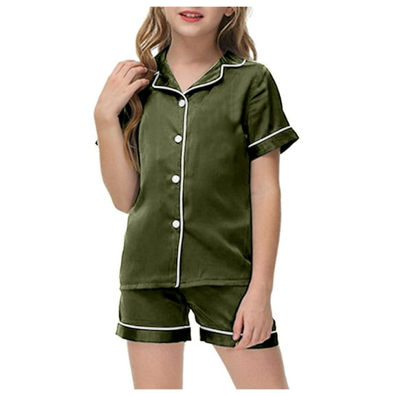 Zshosam Girls Pajamas Girls Pajamas Summer Short Sleeve PJs Set Soft Sleepwear Trendy 2 Piece Loungwear for Big Kids Size 4T 5T,(AG 4-5 Years)