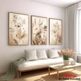 thumbnail image 4 of [2D Flat] 3pcs Room Decor, Three-piece Set High Definition Quality, 3pcs Unframed Neutral Floral Prints, Beige Floral 3pcs Set Wall Art, Floral Oil Painting Prints, Plant Wall Prints, Neutral Wall P, 4 of 4